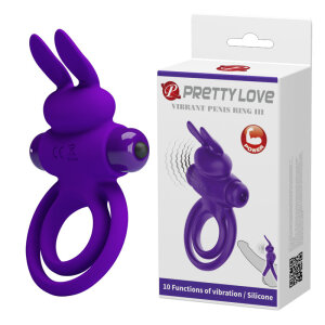 Ерекційне кільце PRETTY LOVE Penis Ring подвійним кільцем, фіолет