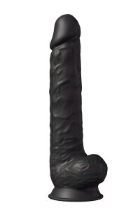 Фалоімітатор гігантський реалістичний Dreamtoys Real Love на присосці з мошонкою, чорний
