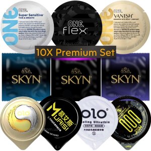 Набір презервативів ультратонких 10X Premium Set (Skyn, ONE, Muaisi, OLO)