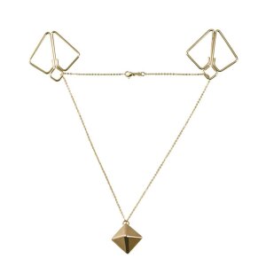 SX0844 Затискачі для сосків з важкою підвіскою LOCKINK Nipple Clamps with Heavy Pendant, золотисті