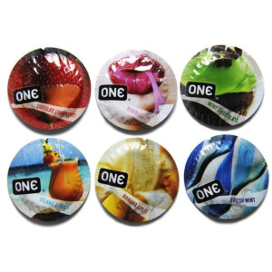 Набір оральних різноманітних ароматизованих презервативів ONE Flavor Waves (ціна за упак., 100 шт)