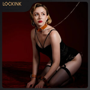 Нашийник з повідцем шкіра Коричневий Lockink