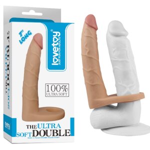 Насадка на пеніс із кібершкіри Lovetoy THE ULTRA SOFT DOUBLE для подвійного проникнення