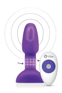 Анальна пробка з риммінг ефектом та пультом B-VIBE RIMMING PETITE, фіолетова
