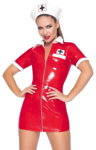 Костюм медсестри червоний вініловий Black Level Vinyl Nurse 2 предмети, XL
