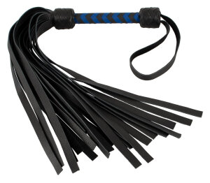 Флогер шкіряний ZADO TOOLS Leather Flogger із плетеною ручкою, чорно-синій