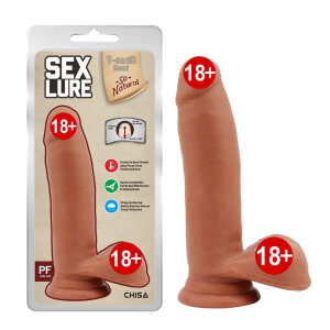 Фалоімітатор на присосці Chisa T-skin ReaL SEX LURE, 17.5 см х 3.8 см, коричневий