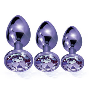 Набір анальних пробок Global Novelties NIXIE METAL BUTT PLUG TRAINER SET, PURPLE METALLIC