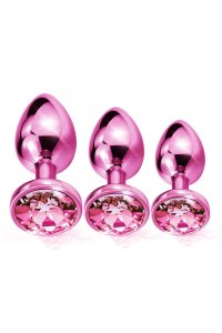 Набір анальних пробок Global Novelties NIXIE METAL BUTT PLUG TRAINER SET, PINK METALLIC