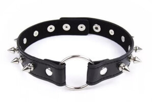 Нашийник з шипами Collar black with metal spikes