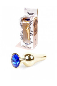 Анальна пробка з нержавіючої сталі з каменем Plug-Jewellery Gold BUTT PLUG-Dark Blue