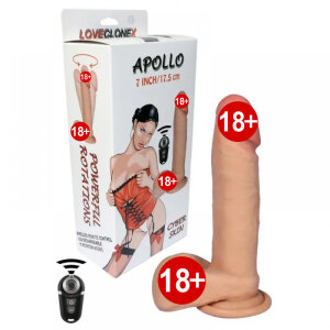 Вібратор кібершкіра з ротацією та дистанційним керуванням LOVECLONEX Apollo бежевий
