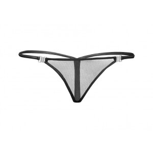 Трусики сексуальні сітка стрінги з застібками F119 Noir Handmade M