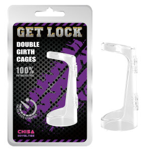 Ерекційне кільце Chisa Get Lock Double Girth Cages з двома кріпленнями, прозоре