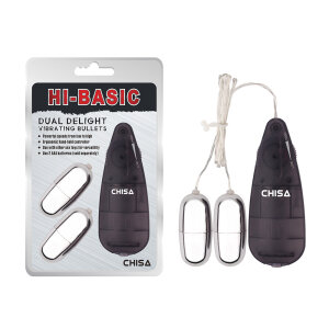 Віброяйця з пультом Chisa Hi-Basic Dual Delight Vibrating Bullets, сріблясті