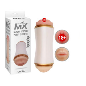 Мастурбатор двосторонній в колбі Chisa Sexual Stroker Pussy & Mouth з кібершкіри
