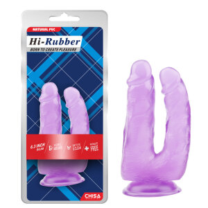 Фалоімітатор реалістичний подвійний Chisa Hi-Rubber на присосці, фіолетовий