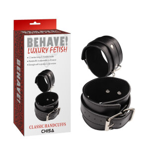 Наручники класичні Chisa Behave Luxury Fetish зі шкірозамінника, чорний