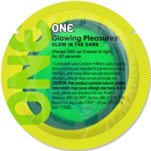 Презервативи One Glowing Pleasures 5 штук світяться у темряві фосфорні