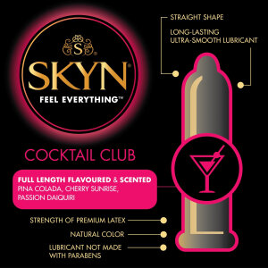 Презервативи Skyn Cocktail Club 3 шт. безлатексні для орального сексу смакові