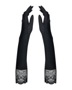 Високі рукавички з каменями та мереживом Obsessive Miamor gloves, black