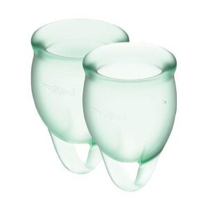 Набір менструальних чаш Satisfyer Feel Confident (light green), 15мл і 20мл, мішечок SO3579