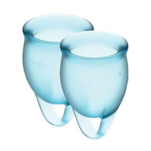 Набір менструальних чаш Satisfyer Feel Confident (light blue), 15мл і 20мл, мішечок для зберігання. SO3578