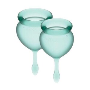 Набір менструальних чаш Satisfyer Feel Good (dark green), 15мл і 20мл, мішечок для зберігання SO3583