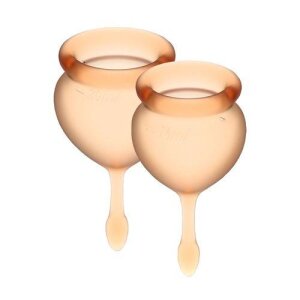 Набір менструальних чаш Satisfyer Feel Good (orange), 15мл і 20мл, мішечок для зберігання SO3587