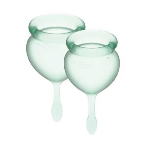 Набір менструальних чаш Satisfyer Feel Good (light green), 15мл і 20мл, мішечок для зберігання SO3585