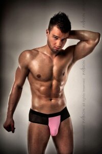 Чоловічі трусики з рожевим гульфиком Passion 007 THONG pink L/XL