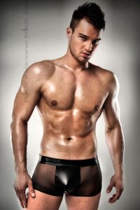 Прозорі чоловічі шорти з гульфіком Passion 003 SHORT black XXL/XXXXL
